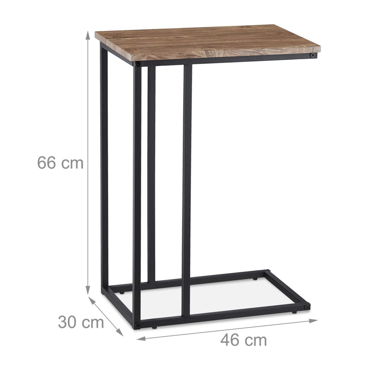 Masa de capat, masa laterala, masuta de cafea, 65,5 x 46 x 30 cm, metal/MDF - imagine 3