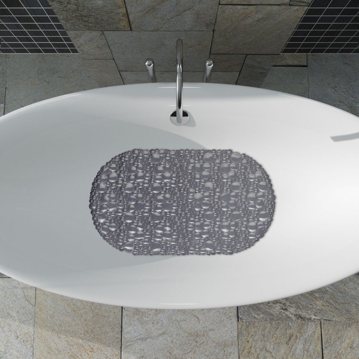 Covor antiderapant pentru cada, Relaxdays, gri, 0.7 x 67 x 38 cm - imagine 2