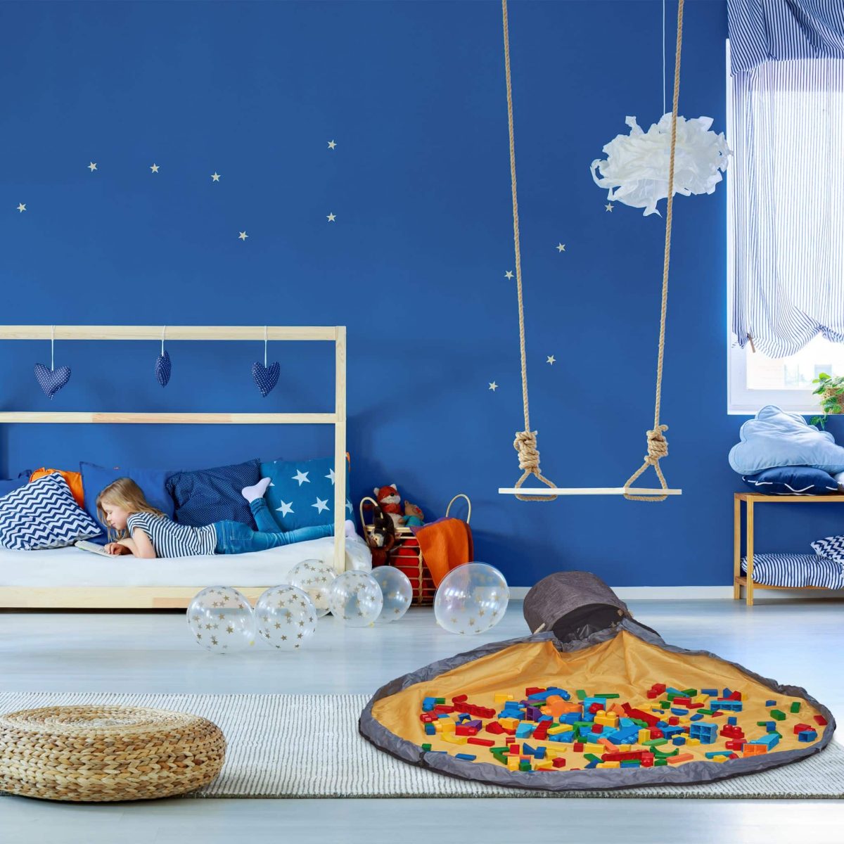 Cos depozitare jucarii cu patura inclusa, dimensiuni 30 x 32 cm, gri, Relaxdays - imagine 2
