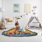 Cos depozitare jucarii cu patura inclusa, dimensiuni 30 x 32 cm, gri, Relaxdays - imagine 3