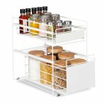 Raft organizare, 2 spatii de depozitare, bucatarie/baie, 39,5 x 25 x 40,5 cm, alb