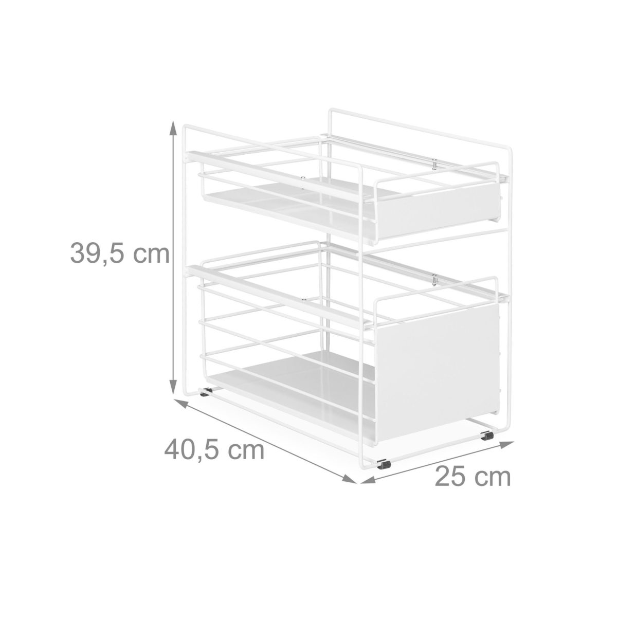 Raft organizare, 2 spatii de depozitare, bucatarie/baie, 39,5 x 25 x 40,5 cm, alb - imagine 2