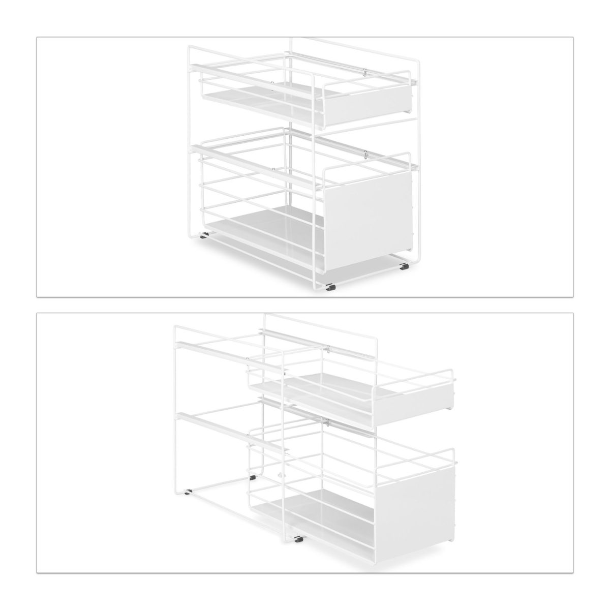 Raft organizare, 2 spatii de depozitare, bucatarie/baie, 39,5 x 25 x 40,5 cm, alb - imagine 5