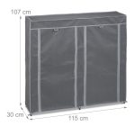 Pantofar tip dulap, Relaxdays, gri, pentru 36 perechi, 107 x 115 x 30 cm - imagine 4