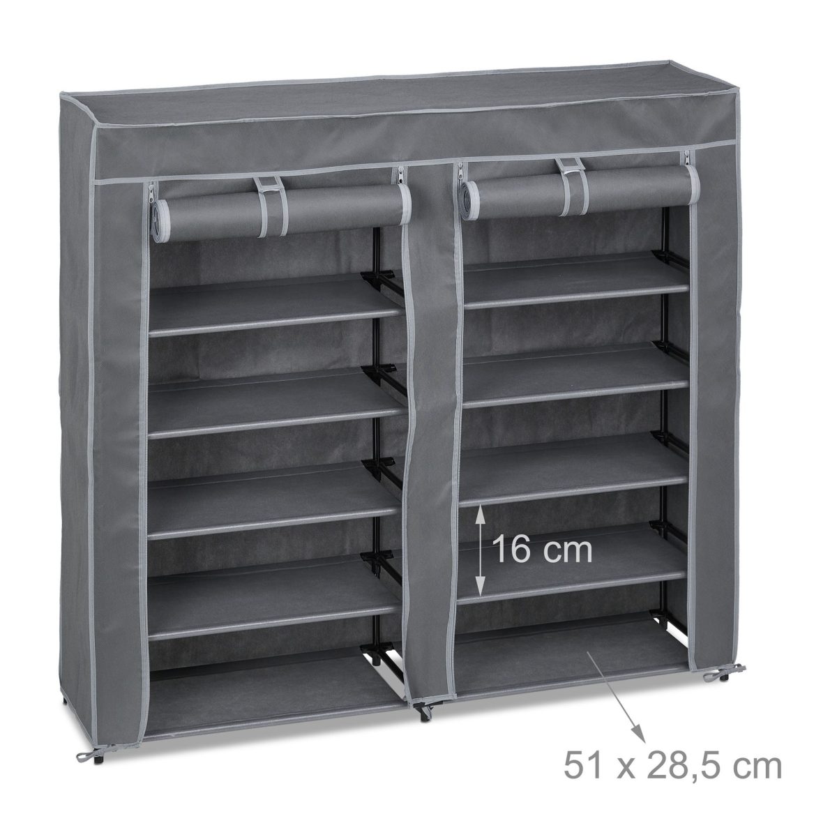 Pantofar tip dulap, Relaxdays, gri, pentru 36 perechi, 107 x 115 x 30 cm - imagine 5
