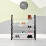 Pantofar cu 5 nivele, Relaxdays, alb/negru, pentru 20 de perechi, 90.5 x 87.5 x 30 cm - imagine 2
