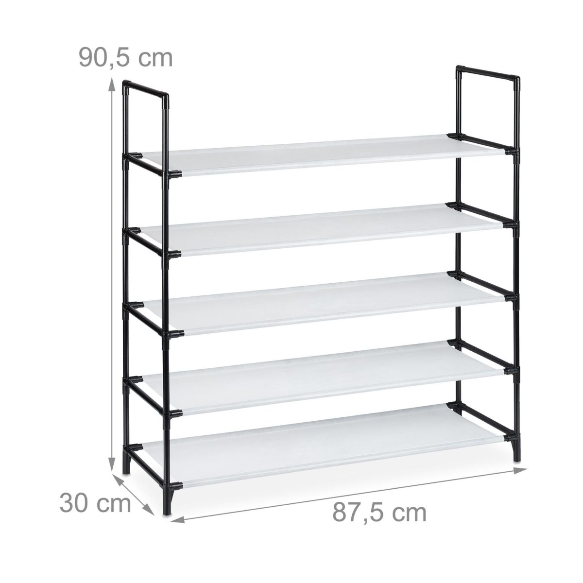 Pantofar cu 5 nivele, Relaxdays, alb/negru, pentru 20 de perechi, 90.5 x 87.5 x 30 cm - imagine 4