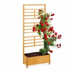 Jardiniera cu spalier pentru flori cataratoare, folie interioara, lemn de molid, 38 l, 171 x 71 x 31,5 cm