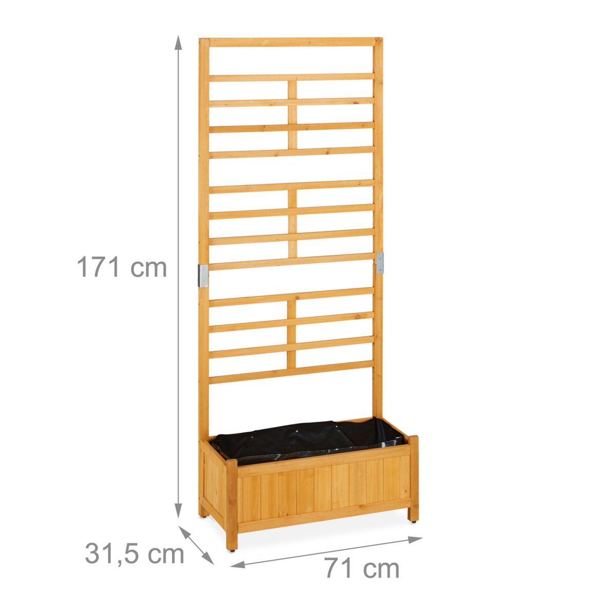 Jardiniera cu spalier pentru flori cataratoare, folie interioara, lemn de molid, 38 l, 171 x 71 x 31,5 cm - imagine 4