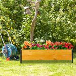 Jardinera pentru plante, cu picioare, lemn si metal, captuseala interioara, 32,5 x 118 x 35 cm - imagine 2