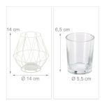 Suport lumanare, fabricat din fier si sticla, culoare alb, dimensiuni 14 x 14 cm, Relaxdays - imagine 4