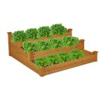Jardiniera cu 3 niveluri, lemn de brad, 46 x 122 x 122 cm