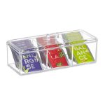 Cutie pentru ceai, 3 compartimente, 9 x 23 x 9,5 cm , transparent