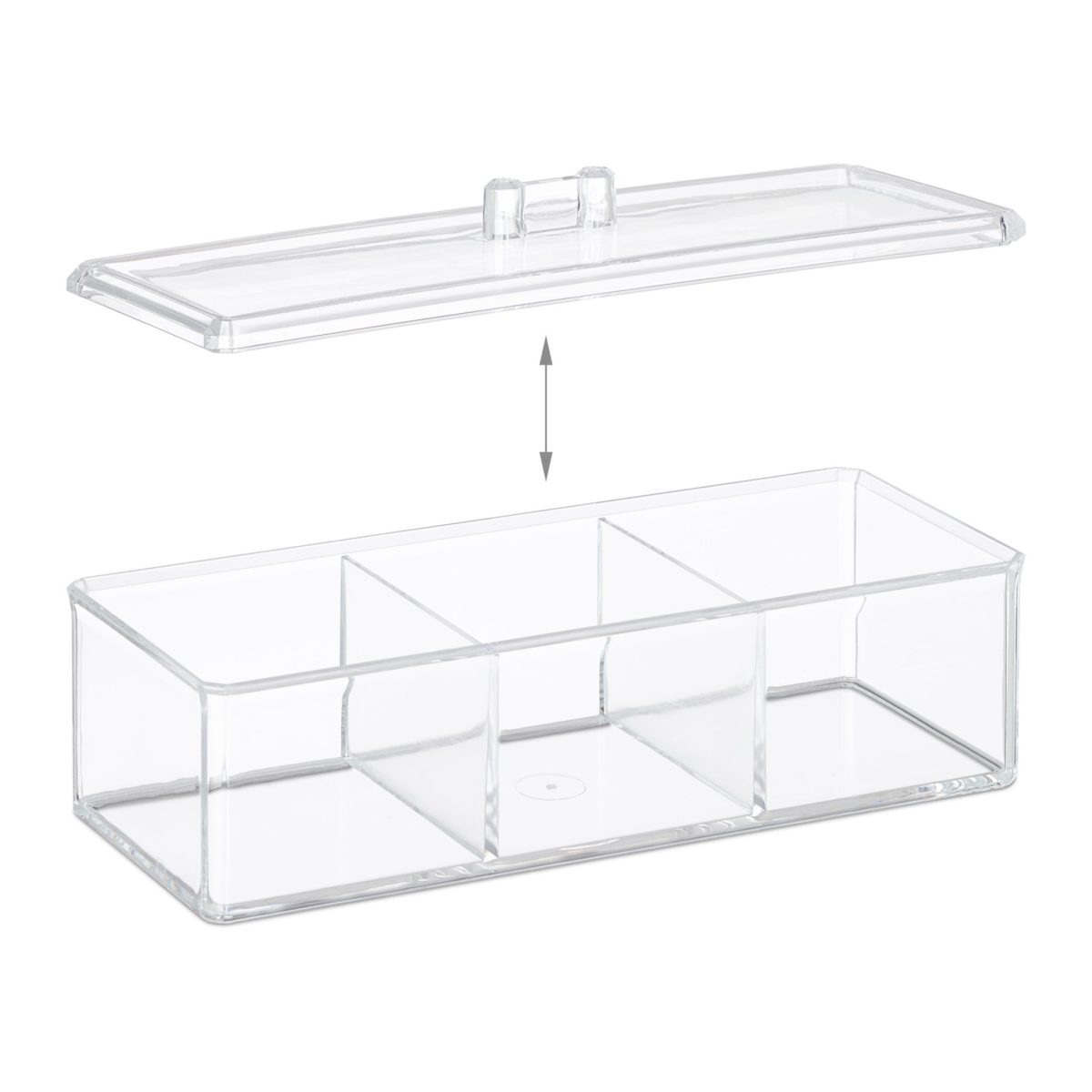 Cutie pentru ceai, 3 compartimente, 9 x 23 x 9,5 cm , transparent - imagine 6