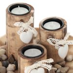 Set 3 suporturi lumanari, alb/natural, dimensiuni 13 x 21,5 cm, Relaxdays - imagine 6