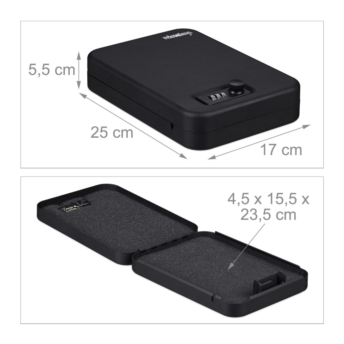 Caseta bani pentru bancnote si monede, Relaxdays, 5.5 x 17 x 25 cm - imagine 3