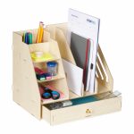 Suport/organizator pentru documente, fabricat din MDF, 29,5 x 33 x 24 cm, maro deschis