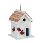 Casuta decorativa pentru pasari, lemn de plop si brad, 23,5 x 18 x 18 cm