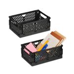 Cutie depozitare si organizare, cu manere, 2 bucati, 10 x 25 x 16,5 cm, negru