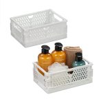 Cutie depozitare si organizare, cu manere, 2 bucati, 10 x 25 x 16,5 cm, alb