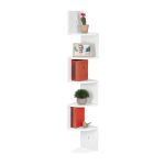 Raft de colt, suspendat, 5 niveluri, 122 x 19,5 x 19,5 cm, MDF, alb