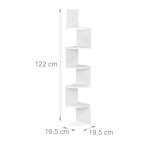 Raft de colt, suspendat, 5 niveluri, 122 x 19,5 x 19,5 cm, MDF, alb - imagine 3