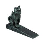 Opritor usa, triunghiular, design pisica, fonta, 11 x 15 x 4 cm, verde inchis