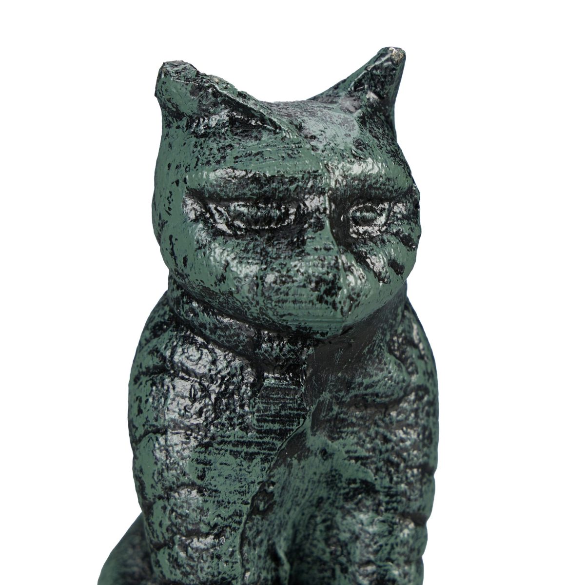 Opritor usa, triunghiular, design pisica, fonta, 11 x 15 x 4 cm, verde inchis - imagine 2