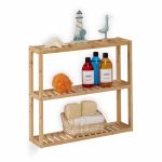 Raft organizator multifunctional cu 3 etajere, din bambus, 54 x 60 x 15 cm, maro
