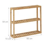 Raft organizator multifunctional cu 3 etajere, din bambus, 54 x 60 x 15 cm, maro - imagine 4