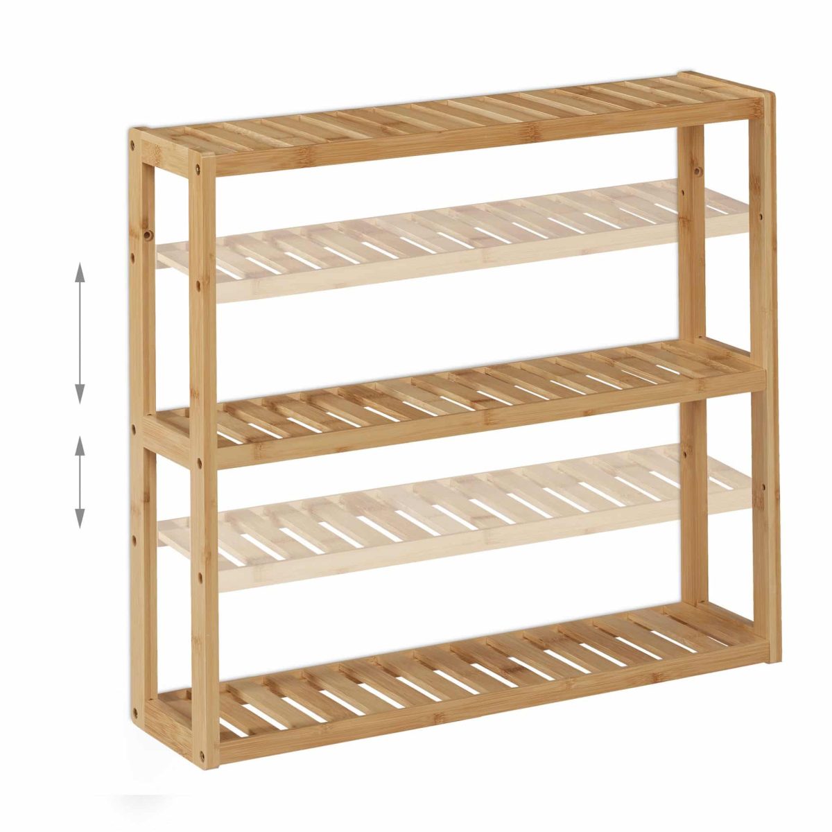 Raft organizator multifunctional cu 3 etajere, din bambus, 54 x 60 x 15 cm, maro - imagine 6