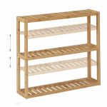 Raft organizator multifunctional cu 3 etajere, din bambus, 54 x 60 x 15 cm, maro - imagine 6