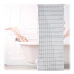 Jaluzea de dus, alb/negru, cu patratele, din PVC/aluminiu, cu material inclus de montare, 245 x 100 x 4,5 cm