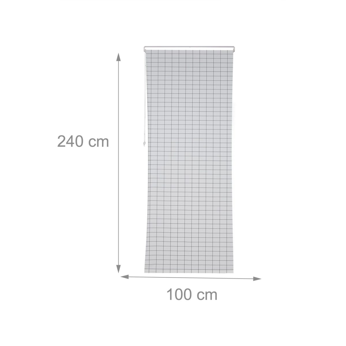 Jaluzea de dus, alb/negru, cu patratele, din PVC/aluminiu, cu material inclus de montare, 245 x 100 x 4,5 cm - imagine 2