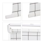 Jaluzea de dus, alb/negru, cu patratele, din PVC/aluminiu, cu material inclus de montare, 245 x 100 x 4,5 cm - imagine 5