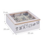 Cutie pentru ceai, 9 compartimente, 9 x 25 x 25 cm, alb/gri - imagine 4