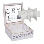 Cutie pentru ceai, 9 compartimente, 9 x 25 x 25 cm, alb/gri - imagine 6