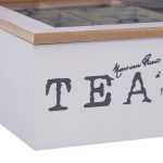Cutie pentru ceai, 9 compartimente, 9 x 25 x 25 cm, alb/gri - imagine 5