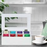 Cutie pentru ceai, 8 compartimente, 9 x 28 x 16 cm, alb - imagine 3