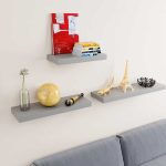 Raft de perete, MDF, gri, 90 x 23 x 3,8cm - imagine 2