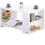 Masuta de cafea, CASARIA®, rafturi, PAL, alb, 90 x 59 x 47,5 cm