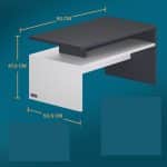 Masuta de cafea, CASARIA®, design asimetric, PAL, alb/gri, 92 x 50,5 x 47,5 cm - imagine 3