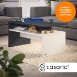Masuta de cafea, CASARIA®, design asimetric, PAL, alb/gri, 92 x 50,5 x 47,5 cm - imagine 4