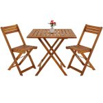 Masa cu 2 scaune pentru terasa/gradina, CASARIA®, lemn de salcam, maro