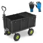 Carucior de gradina pentru transport universal, cu prelata si manusi, , sarcina 550 kg, 114 x 52 x 105 cm, negru