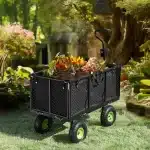 Carucior de gradina pentru transport universal, cu prelata si manusi, , sarcina 550 kg, 114 x 52 x 105 cm, negru - imagine 2