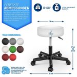 Scaun taburet TRESKO® pentru cosmetica/cabinet medical/laborator, rotire la 360°, inaltime reglabila intre 47 - 60 cm, piele ecologica, alb - imagine 7