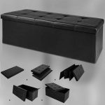 Banca 3 locuri cu spatiu depozitare, CASARIA®, 131 L, negru, 115 x 38 x 38 cm - imagine 5
