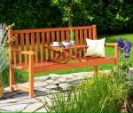 Banca de gradina cu masuta incorporata, lemn de eucalipt certificat FSC®, 153 x 57 x 90 cm