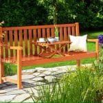 Banca de gradina cu masuta incorporata, lemn de eucalipt certificat FSC®, 153 x 57 x 90 cm